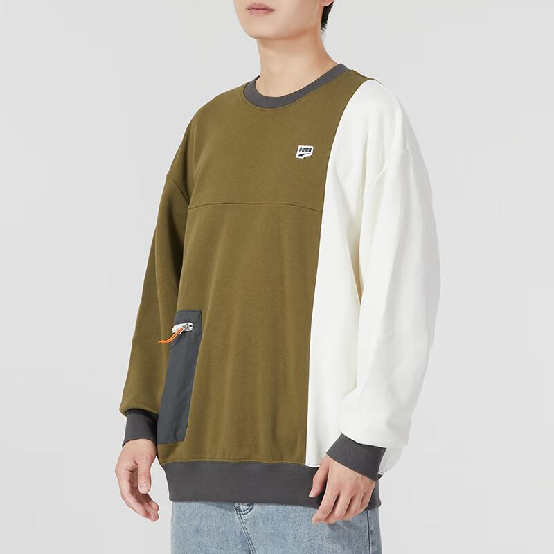 Puma Color Block Loose Breathable Casual Pullover Sweatshirt Men Tops Green 622923-52