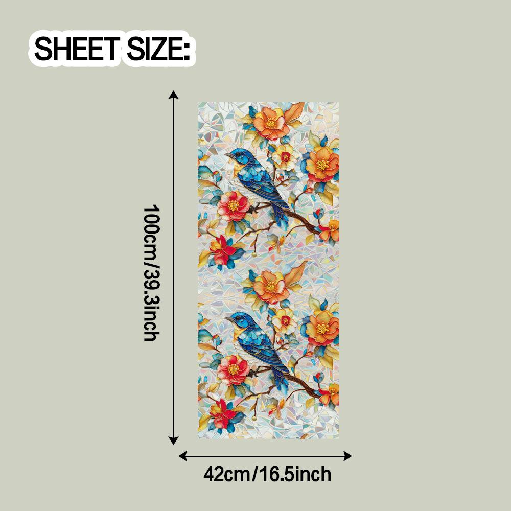 

Наклейки на стекло с лазерной резкой, винтажный цветочный узор, синяя птица, декор для спальни и дома 42*100cm