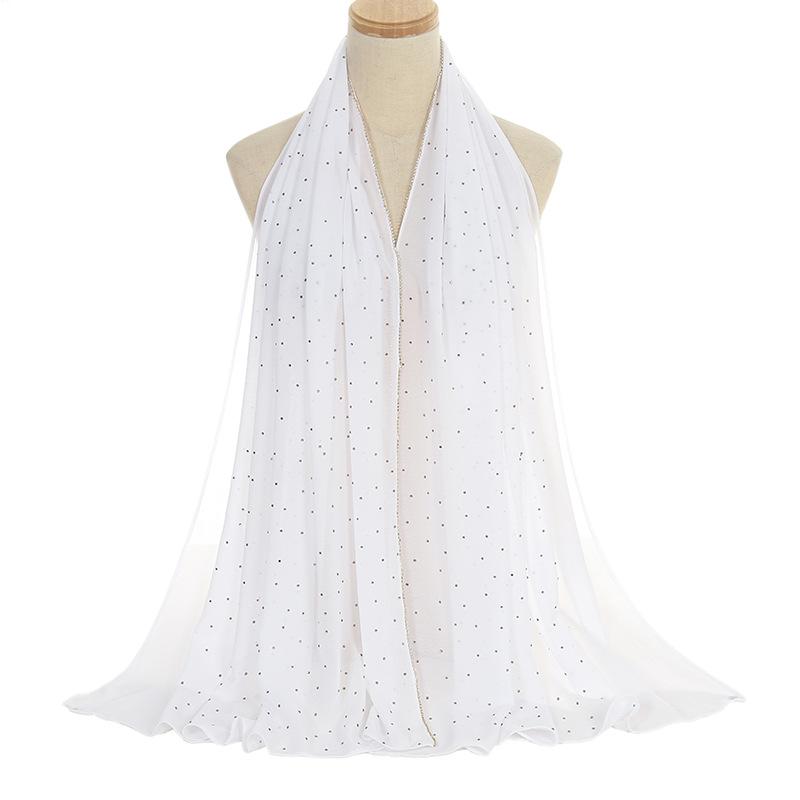 

New Style With Diamond Chain Silk Scarf Ladies Casual Diamond Headscarf Thin Shawl Sunscreen Head Scarf