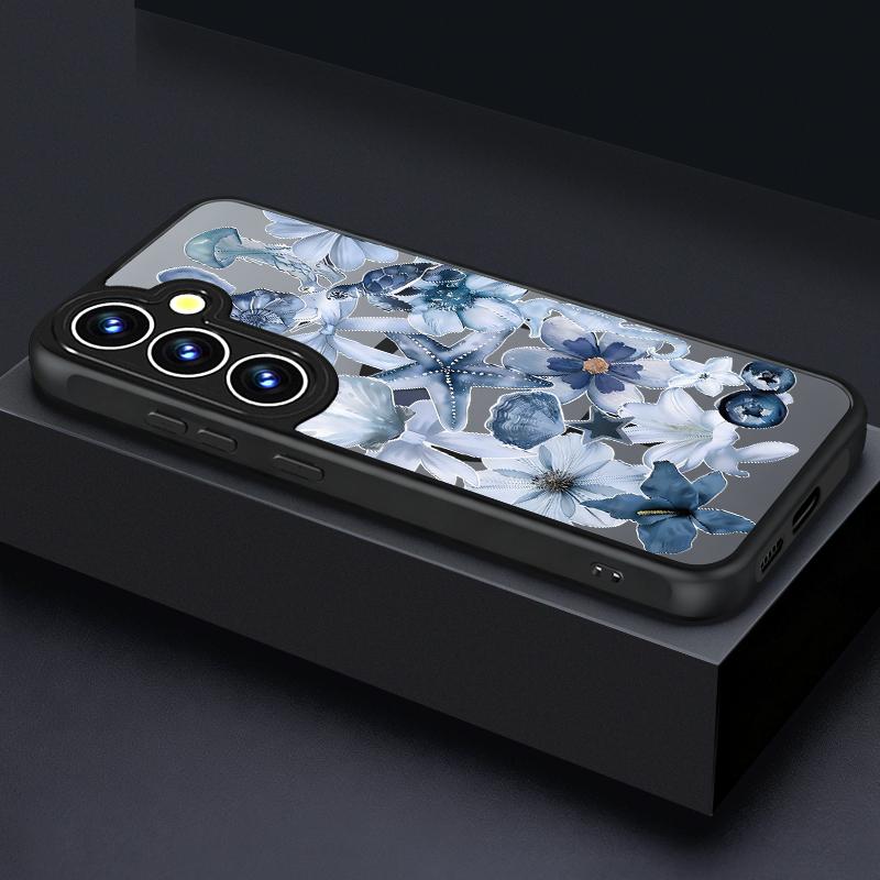 

For Samsung S26 Ultra Case Vintage Floral Pattern Case Magnetic For Magsafe Rugged Bumper Cover For Galaxy S25 Edge S24 Plus S23 FE S22 Samsung S22 чорний