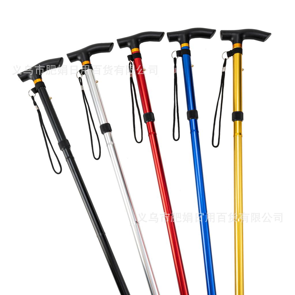 Outdoor Hiking Stick Cane Five-Section Ultra-Light Retractable Folding Cane Climbing Equipment Multifunctional Crutches