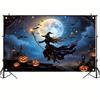 1 item, Halloween banner, full moon night witch pumpkin lantern horror photography backgroundzyc