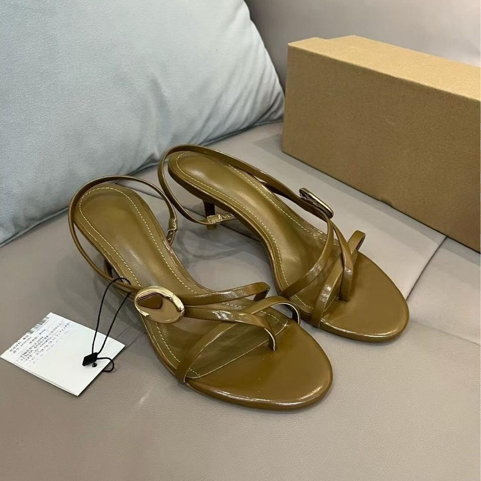 

Fashion Stiletto Heels Sandals for Women, Brown round Toe Thin Strap Sandalias de Mujer, Elegant High Heel Party Wedding Shoes 42