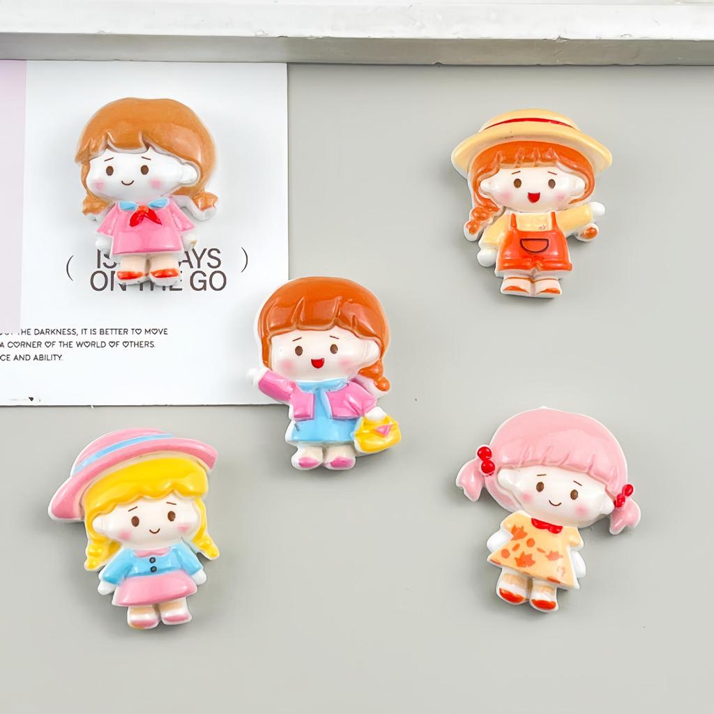 Cartoon Girl Resin Stickers for DIY Keychains, Phone Cases & Crocs