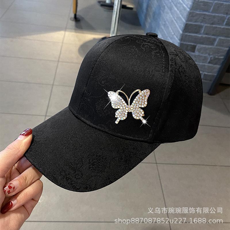Diamond butterfly sunscreen baseball cap women's light luxury sun hat spring and summer trend popular one