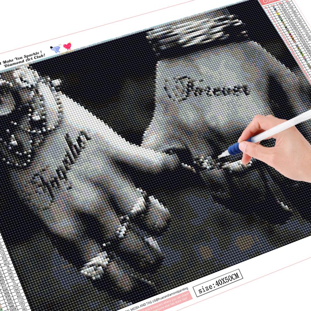 5D DIY Diament Malarstwo Para Trzymająca Ręce Pełne Okrągłe Dżetów Haft Mozaika