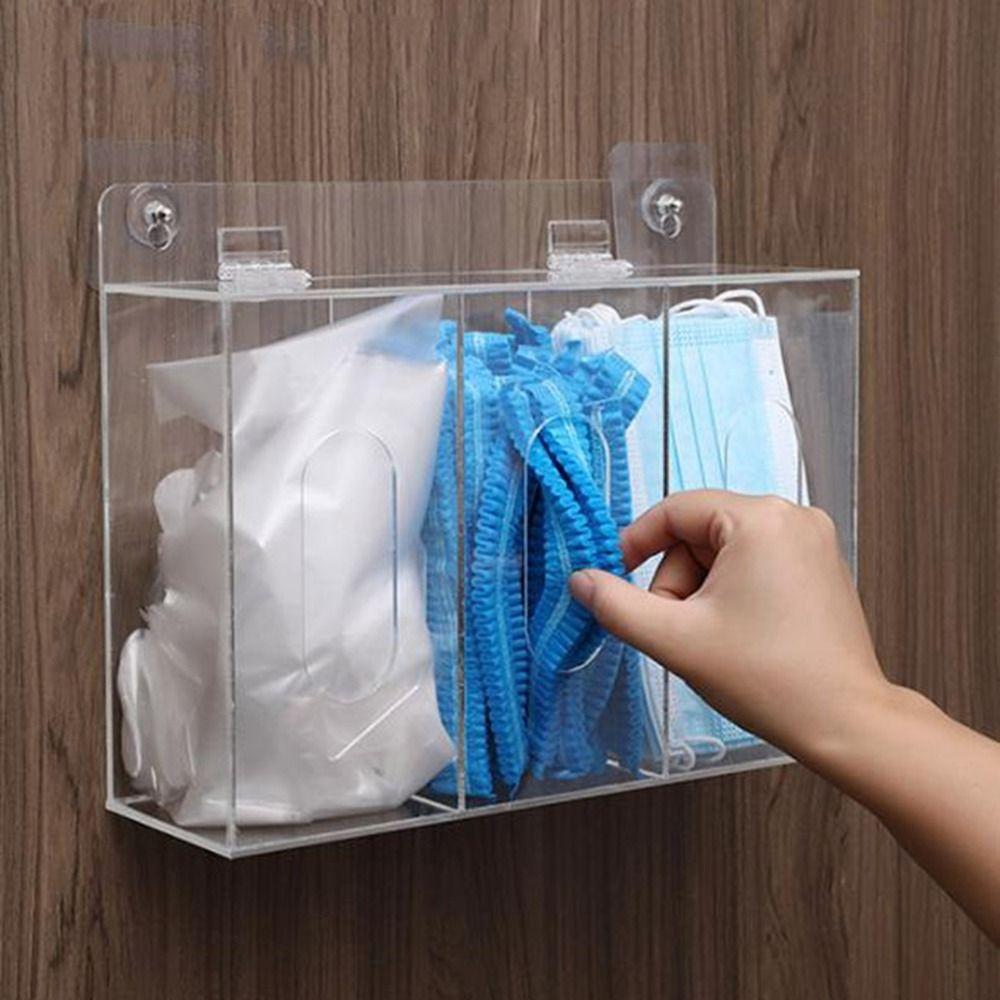 Wall Mounted Acrylic Glove Holder Transparent Gloves Dispenser Box Mask Storage Box  Office