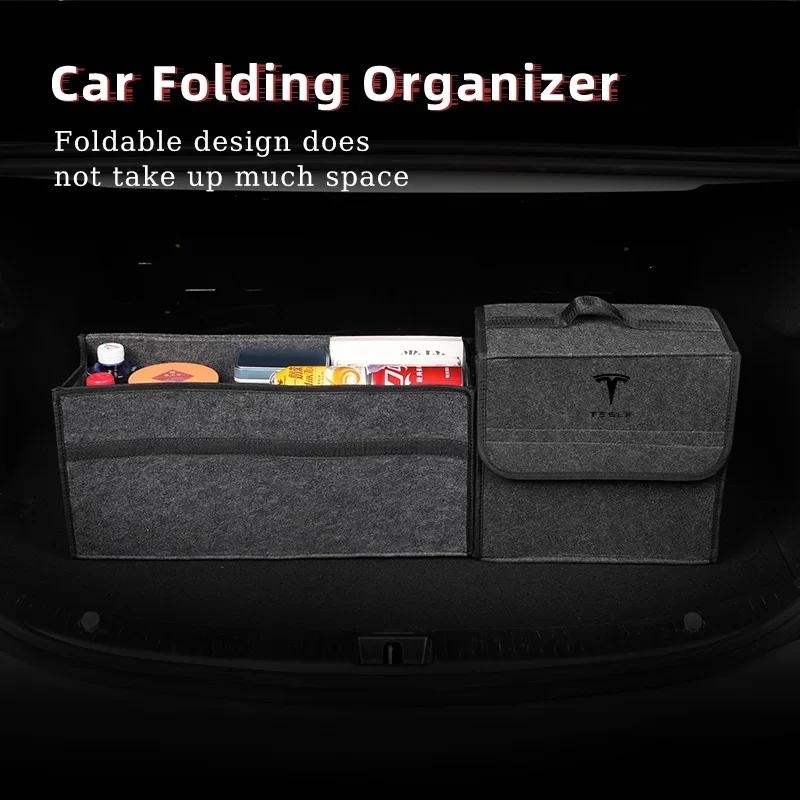Car Sticker 2025 New Tesla Car Trunk Organizer Bag Foldable Stowing Tidying Storage Box Accessories For Tesla Model 3 S X Y Road