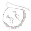 Women Necklace Earring Set Rhinestone Artificial Pearl Shiny Bride Jewelry Set for Birthday Party Wedding