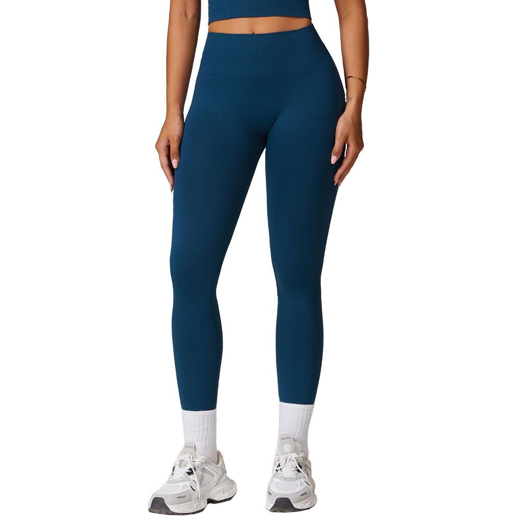 Europäische & Amerikanische High-Waist Po-Liftende Yogahose - Gerippter Bund Bauchkontrolle Fitness- & Laufleggings für Damen