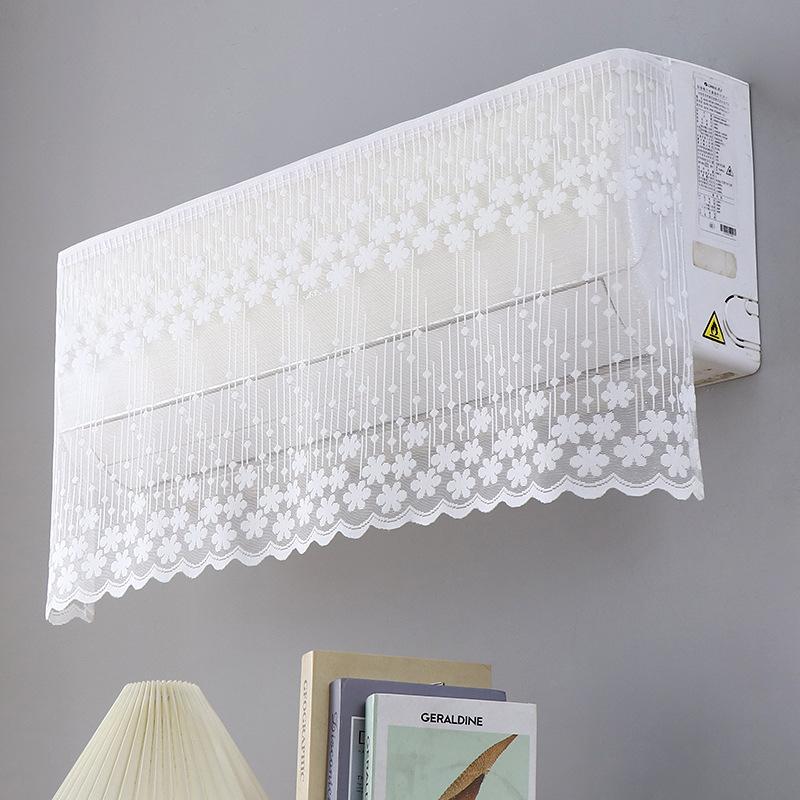 Elegant blondert brodert design Anti-direkte blåsing Klimaanleggtrekk Stoff Veggmontert Støvtett Etui Hjemmedekorasjon