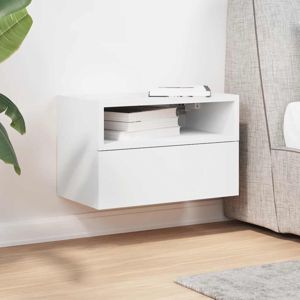 Nightstand, Wall-Mounted, 45X26X28.5 Cm, White