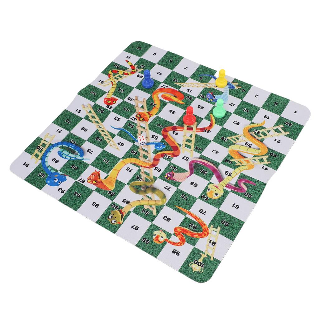 Snakes and Ladders Board Game Set 35cm Rubber Portable Board Game Set for Home Travel Picnic