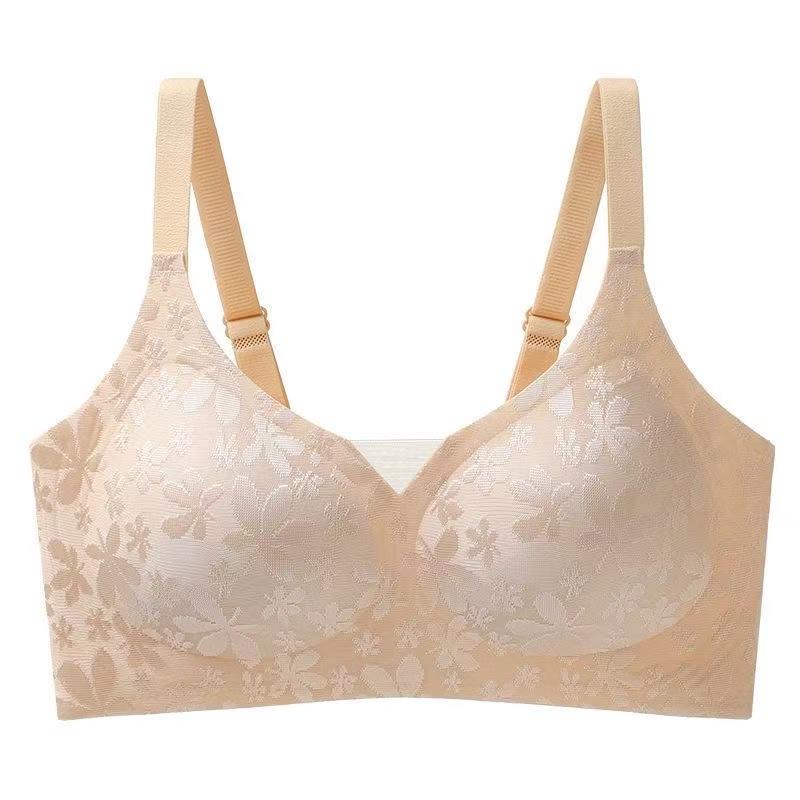 Oudifen High-end Relief Jacquard Chinese Style New Chinese Style Large Chest Gathered Full Cup Lace Seamless and Steel Ring Sexy Bra