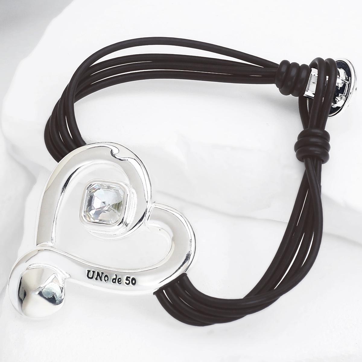 UNOde50 European and American Style Heart Bracelet - Simple Design Jewelry 17CM