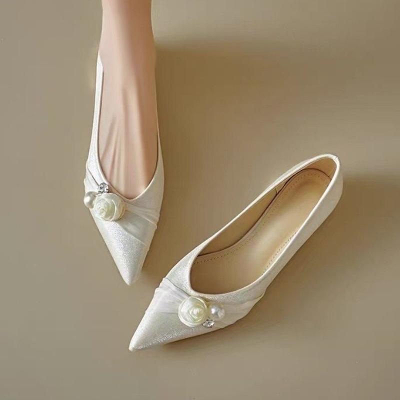

Модные элегантные женские лоферы Мода Свадебная вечеринка Женское повседневное платье Туфли-балетки с острым носком Универсальные женские туфли-балетки с цветком 39 бежевый