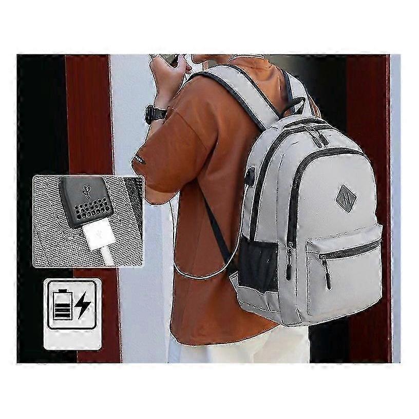 2025 Backpack, Side Pockets, Padded Shoulder Straps, with USB Plug,blue