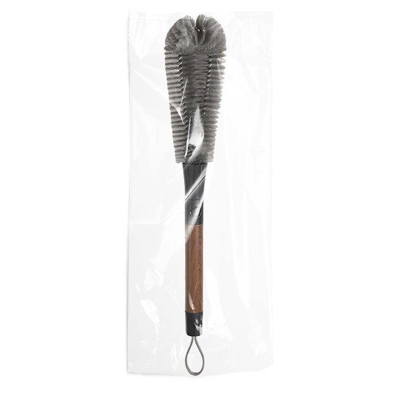 

2-in-1 Walnut Long-Handled Bottle Brush with Detachable Crevice Cleaner & Soft Bristles OPP Bag Packaging
