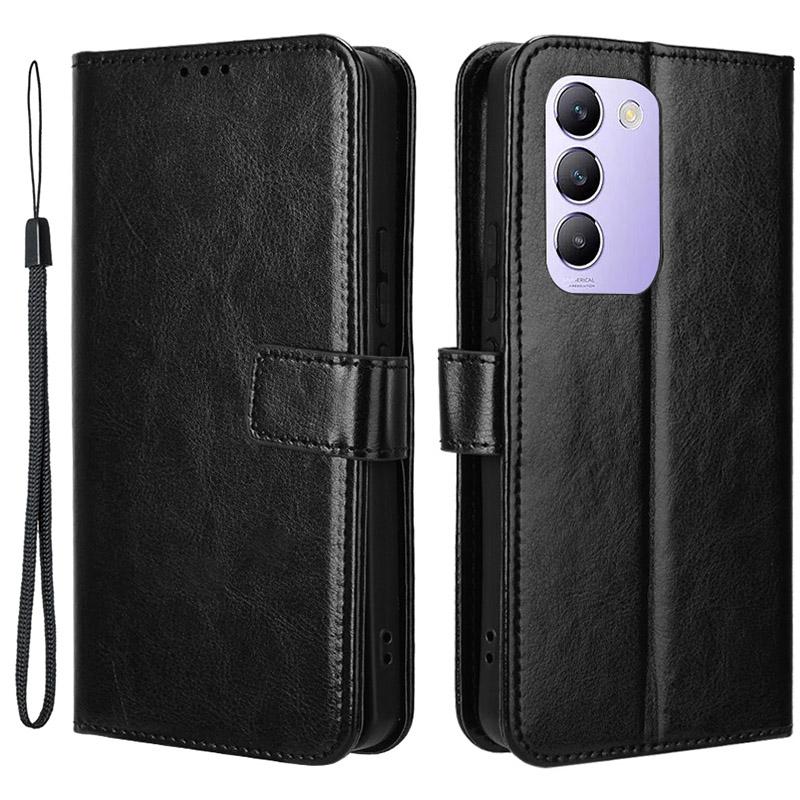 

For vivo Y200e 5G/V40 SE 5G/Y100 5G (Indonesia)/V30 Lite 4G/T3 5G/Y100 4G/V30 SE 5G Case Leather Wallet Phone Cover Black