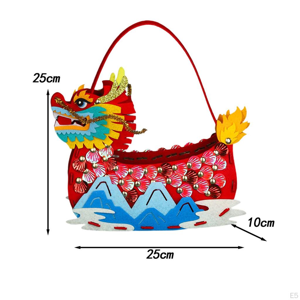 DIY Craft Kits Dragon Boat Festival Decor Educational Creative Non Woven Sewing Set Bag