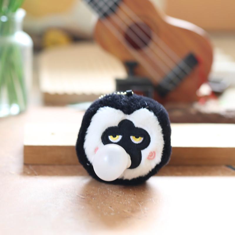 Adorable Bubble Blowing Monkey Plush Keychain Cute And Soft Stuffed Animal Toy