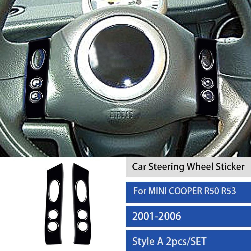 Carbon Fiber Steering Wheel Button Sticker For Mini Cooper For R50 R53 2002-2004 Car Interior Panel Cover Decal Accessorie