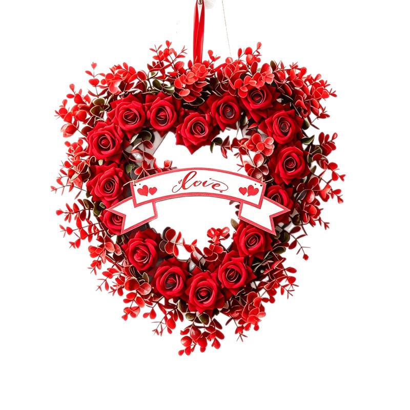 Heart-Shaped Valentine's Day Wreath - Wall & Door Decor for Wedding Celebrations