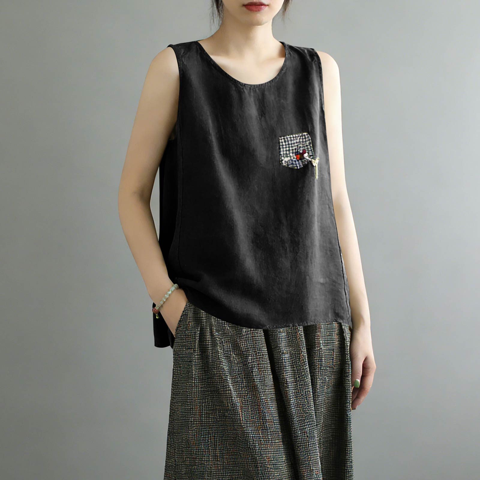

Women s Loose Fit Cotton Linen Blend Tank Top Sleeveless Outerwear XL