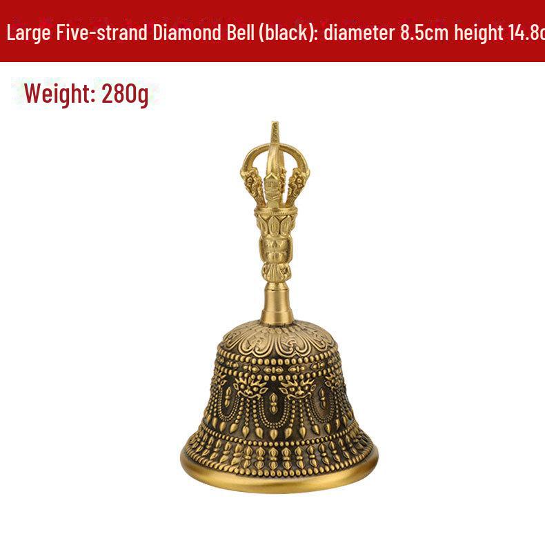 "Brass Hand Rattle with Five Bells for Home or Shop Use"