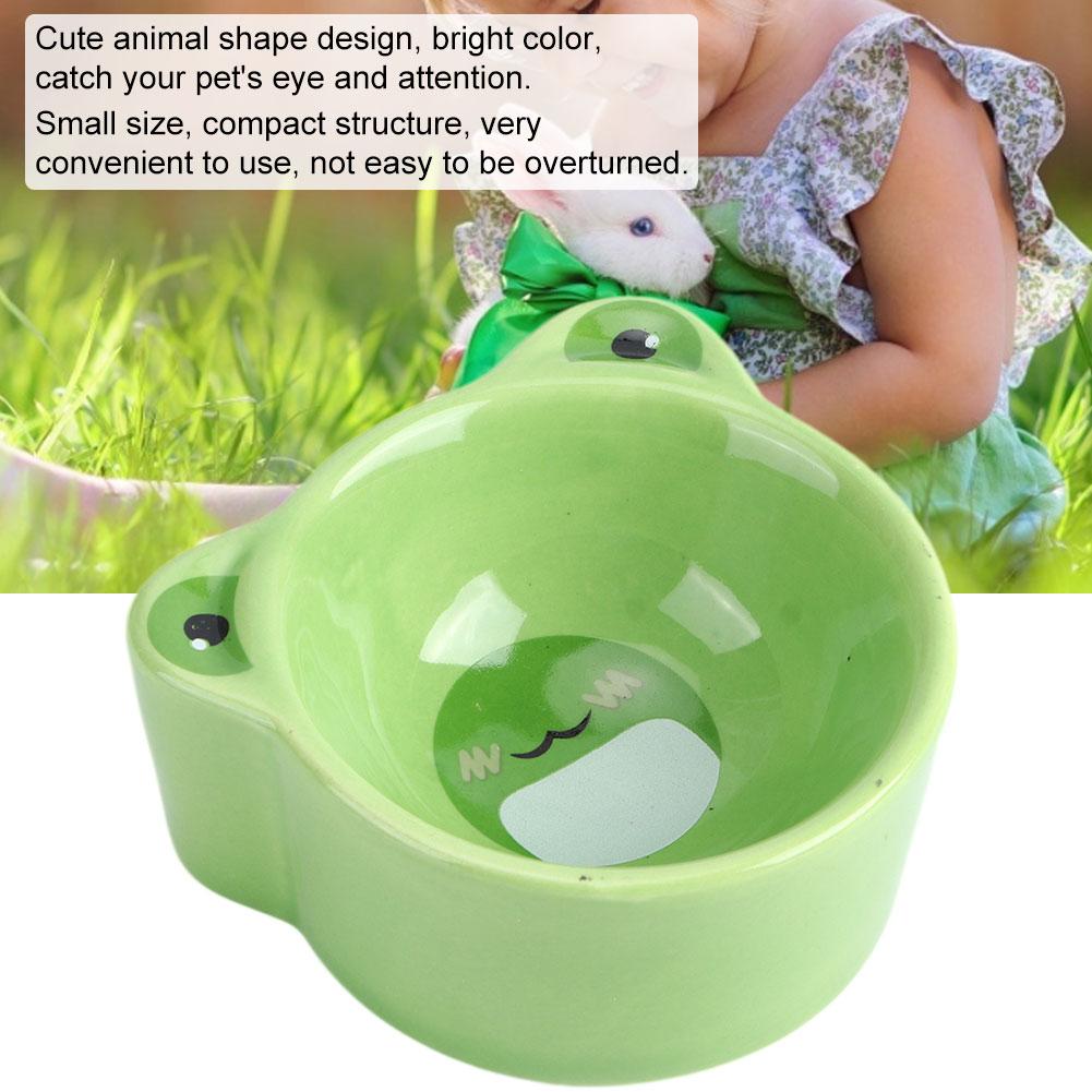 Cartoon Animal Shape Food Water Feeding Bowls Ceramic Bowl for Small Animals Pet Feeding SuppliesFrog