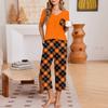 Women Casual Loose Fit Short Sleeve T Shirt and Capri Pants Pajama Set V Neck Top with Pocket Printed Lounge Wear Set