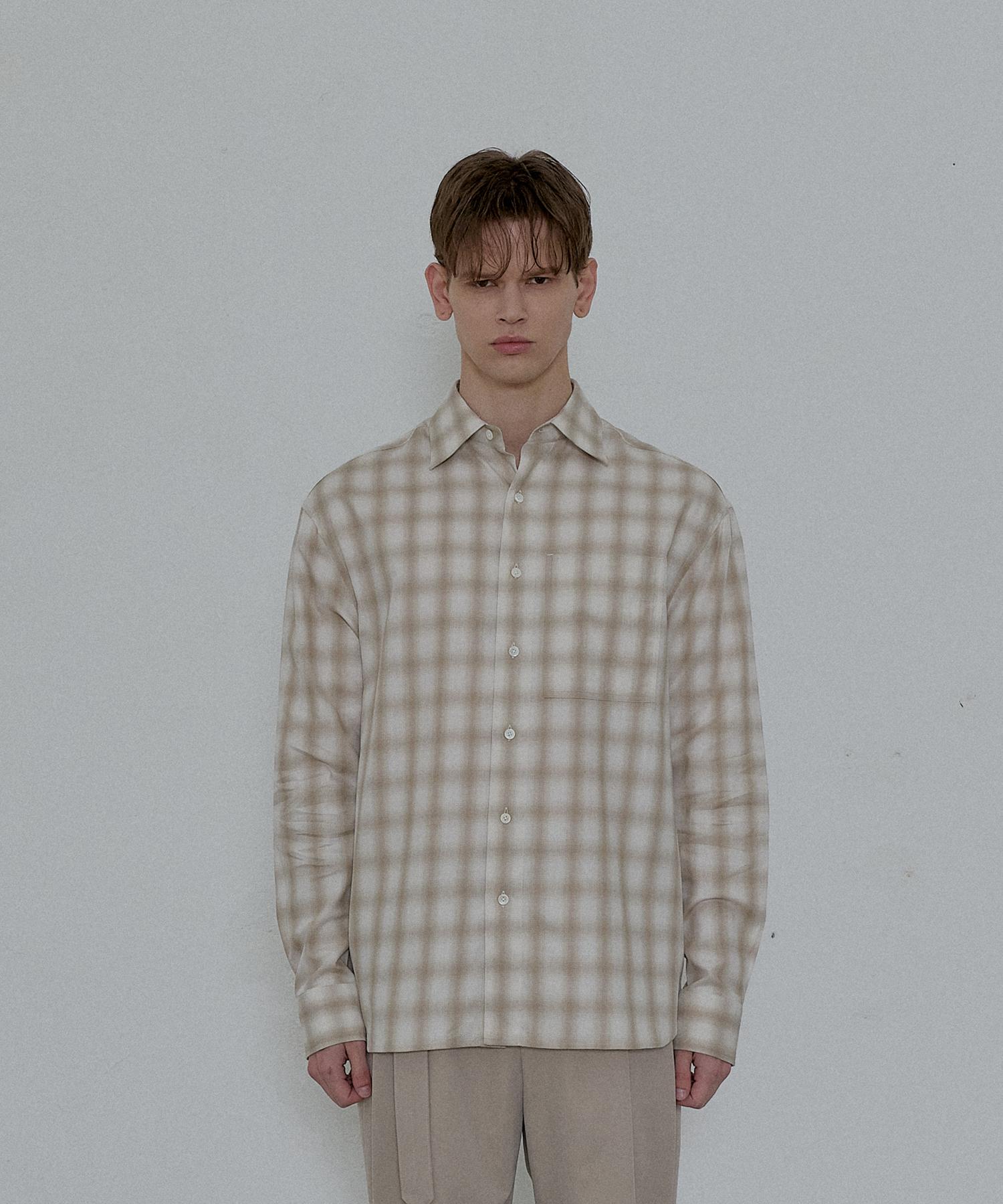 Phil Seek Kuwamura Check Shirt (Beige, Ivory) 2