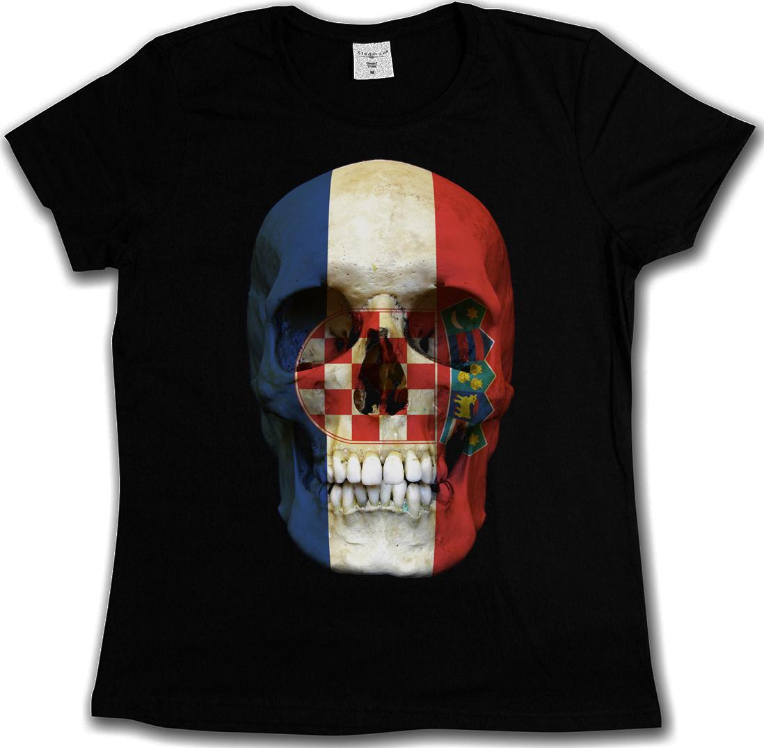 CROATIA SKULL FLAG T-SHIRT Banner Kroatien Biker Death Serbia T-Shirt XXXXL