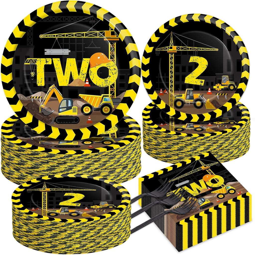 Qyeahkj Birthday Set for 24 Guests - Construction Utensils