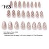 Black Dot Fake Nails 24Pcs Polka Dots Press on Nails, Long Almond Stick-on On Glossy Full Cover Glue False for Women Girls Comfortable