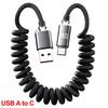 1M/2M USB C To Type C Fast Charge Spring Cable Telescopic Charging Car Phone Charger Data Cord for iPhone Samsung USB Cables