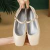 Flats Shoes Women Square Headed Flat Bottomed Mary Jane Shoes 2025 New French Retro Silk Single Shoes for Women Zapatos Mujer