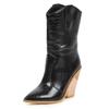 Fish Scales Pattern Leather Boots Women Custom Pointed Toe Thick High Heel Ladies Ankle Boots Fashion Dress Shoes Women  WSH3463