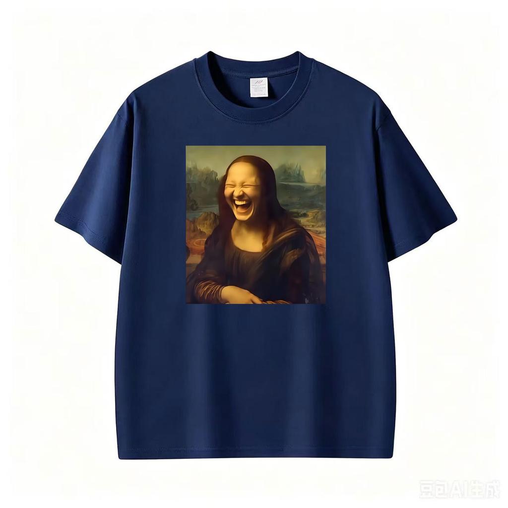 Mona Lisa Lustiges Meme Künstler Grafik T-Shirts Unisex Kleidung Cooles Vintage Streetwear T-Shirts Sommer Übergröße Lässiges T-Shirt Oberteile