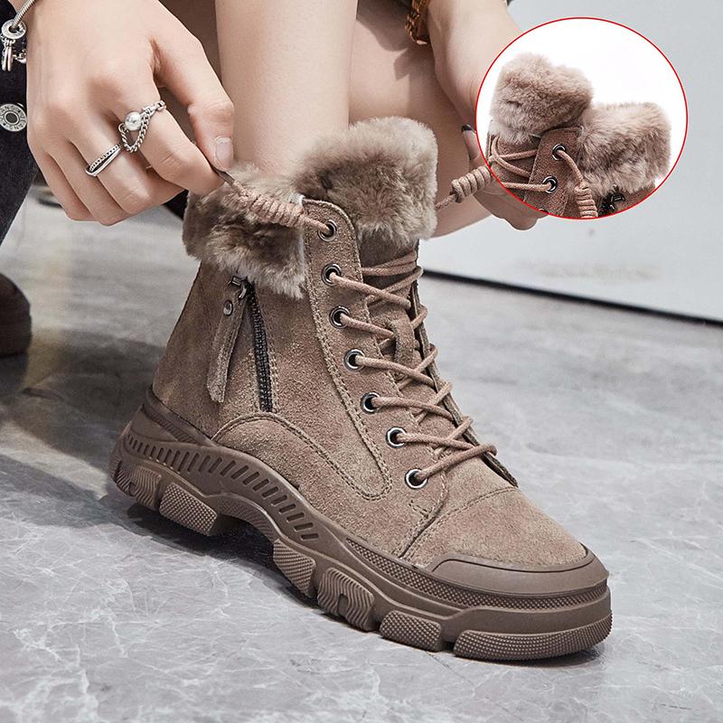 Winterschuhe Damen Schneestiefel Dicke Sohle Warmes Plüsch Damen Stiefeletten Rutschfest