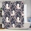 Octopus Bath Shower Curtain Waterproof Fabric Printed Design Decorative Bathroom Liner Navy Pink White Size: 180X200Cm (70X79In)