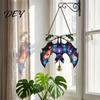Acrylic Decoration with Bell Halloween 2D Chain, Bell, Stained Glass Ghost Bat Pumpkin Suncatcher Decor Decor, Window Wall Hanging Ornament