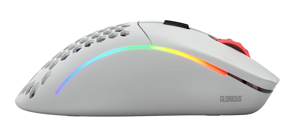 Glorious Model D Wireless Gaming Ergonomic 6 Programmable DPI White Side Honeycomb Mouse Gaming Mouse, White, RGB, Buttons, 12, Buttons, Mouse, (69g)