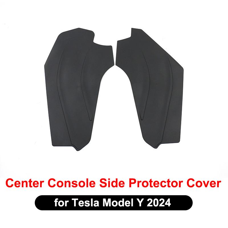 For Tesla Model Y HW4.0 2024 Center Console Side Wall Anti-kick Protector Cover TPE Rest Pedal Side Guard Pad ModelY Accessories