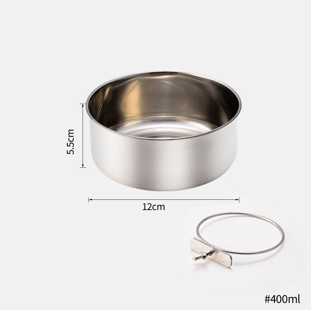 Stainless Steel Pet Food Bowl 10-20CM Ordinary Cage Hanging Dog Basin Feeder Large Capacity Fixed Metal Feeding Bowl