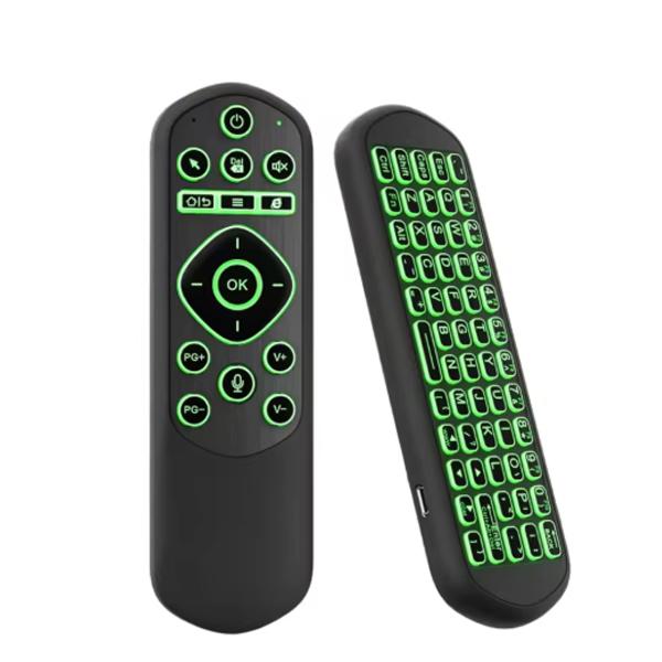Trådløs stemmefjernkontroll 7-farget bakgrunnsbelyst luftmus 2.4G Bluetooth minitastatur oppladbart IR-læring for MacBook Smart TV Android TV-boks