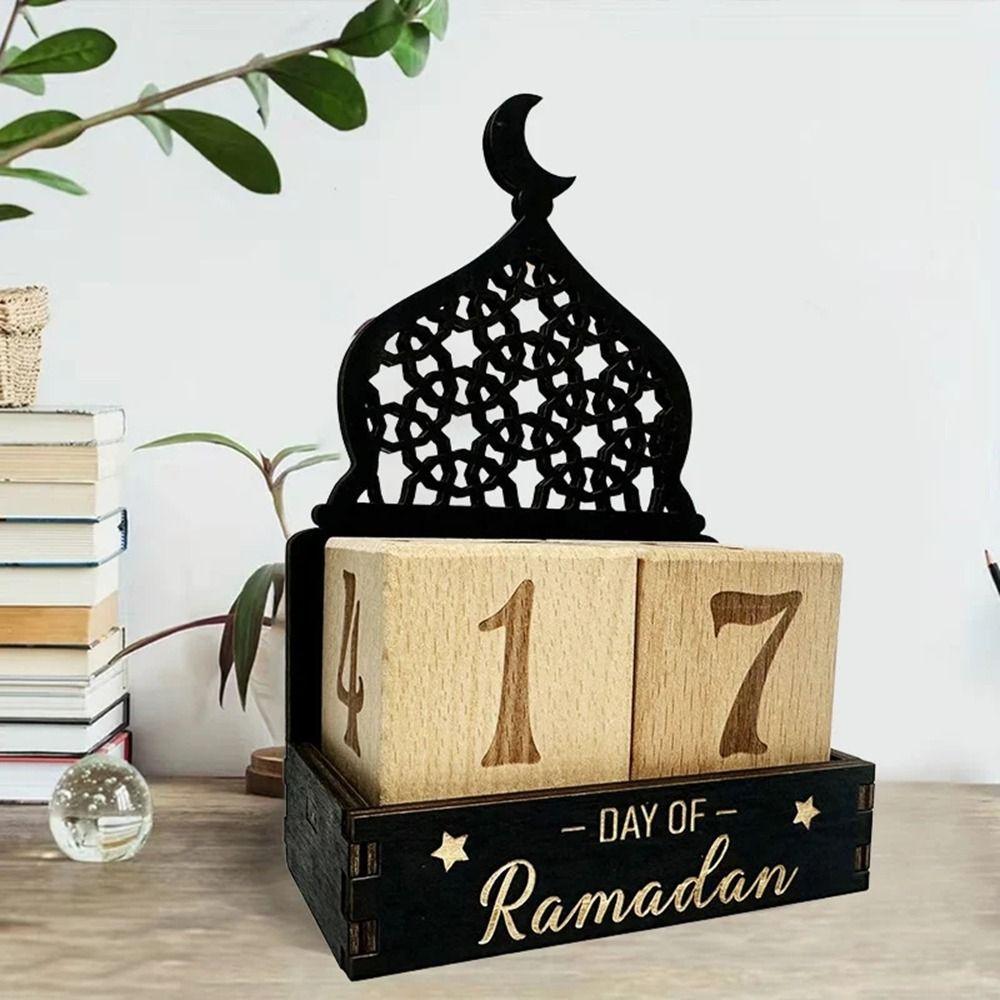 Moon Castle Eid Mubarak Calendar Blocks Wooden Ramadan Advent Calendar  Desktop Ornaments