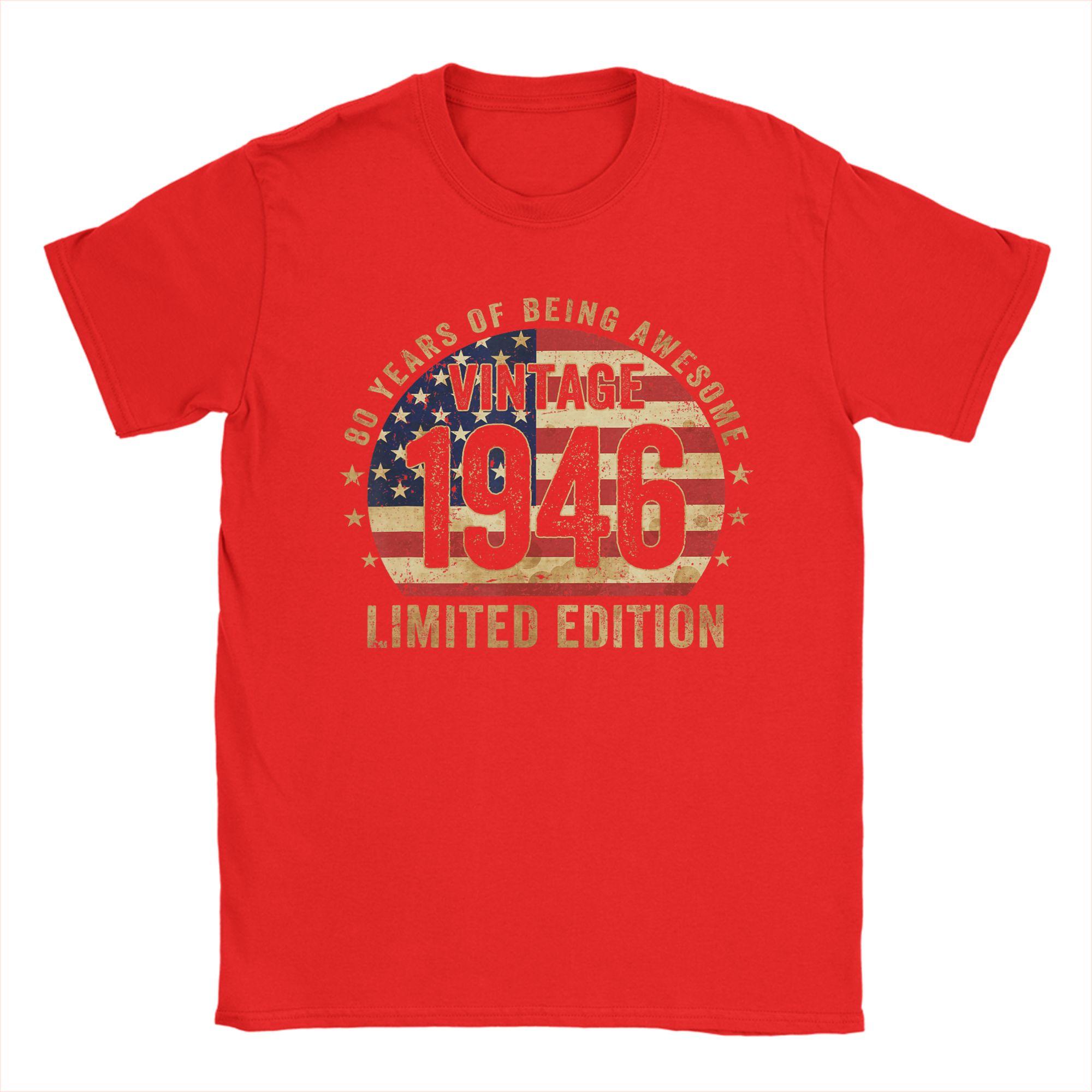 Vintage Made In 1946 American Flag 80th Birthday 80 Year Old TShirt  Harajuku TShirts Tops Summer Cotton Plus Size 5XL Tees S