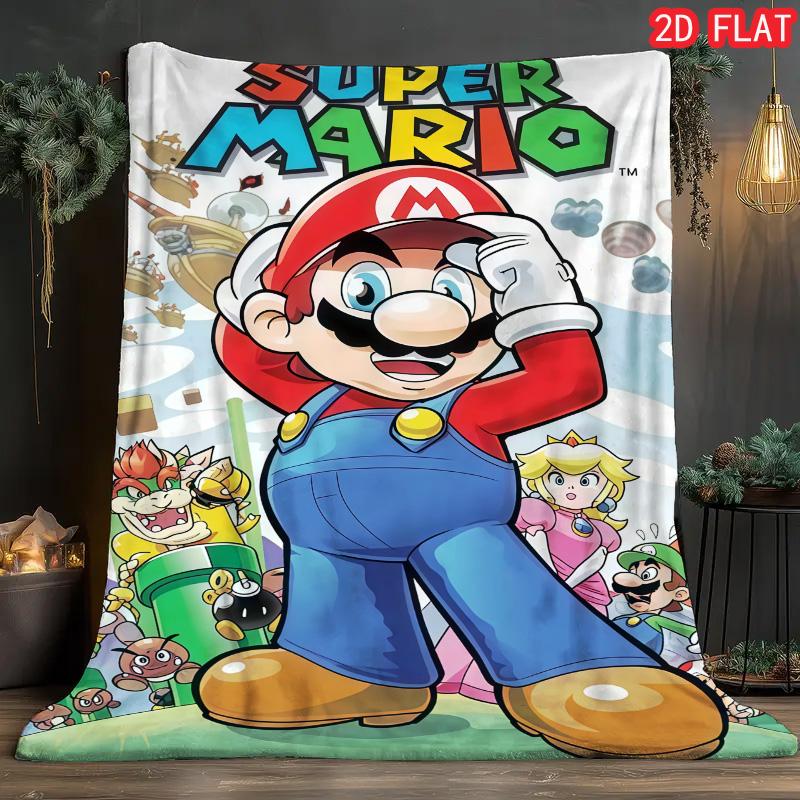 Super Mario Inspired Flannel Blanket Warm Cozy Throw Ideal Gift for Game Fans Kids Friends THW