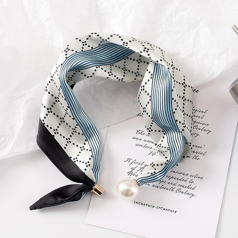 New Style Letter-Print Scarf with Magnetic Clasp Long, Narrow Silk Scarf ,Lightweight Accessory for Spring Summer Shirt Styling